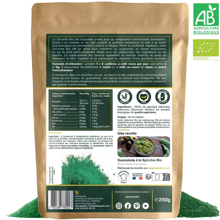 Spiruline en poudre Bio 250G – Image 5