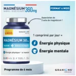Granions Magnésium Marin + Bisglycinate 360 mg 6 mois 180 comprimés – Image 3